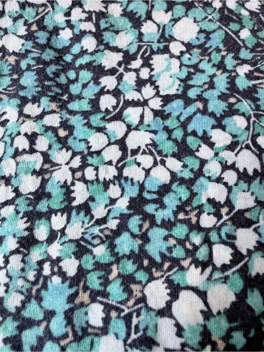 LOFT Floral Scoop neck Cap-Sleeve Cotton Modal T-Shirt Teal Blue Size XS - Picture 3 of 5
